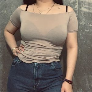 🌿10 for $10 // light brown off the shoulder top